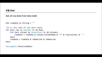 VB.NET - Get all row data from data table
