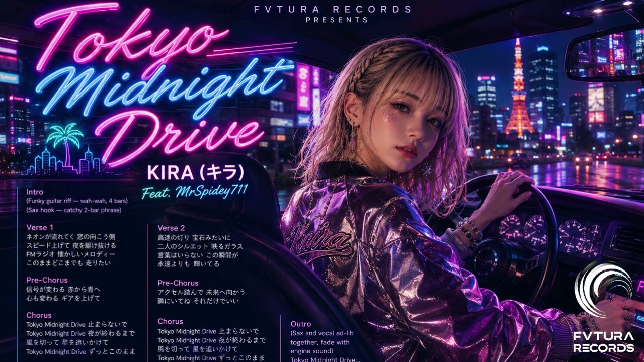 🎷 Tokyo Midnight Drive ft. Kira Kira | J-POP/Jazz Fusion | Spidey