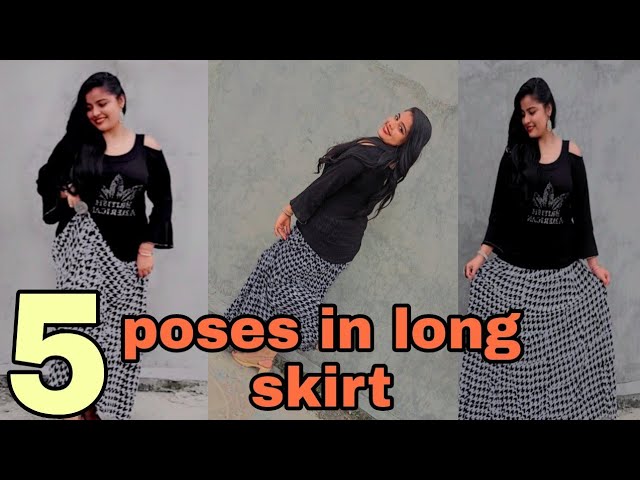 Stylish pose ideas in long skirt / Photography/ Photoshoot ideas for girls  in long skirt / Barsha / - YouTube