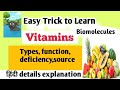 Vitamins | Types, Functions & Deficiency Diseases | biomolecules Chemistry।। हिंदी Explanation।। ✍️