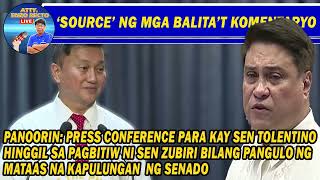 PRESS CONFERENCE PARA KAY SEN. TOLENTINO HINGGIL SA PAGBITIW NI SEN. ZUBIRI BILANG SENATE PRESIDENT