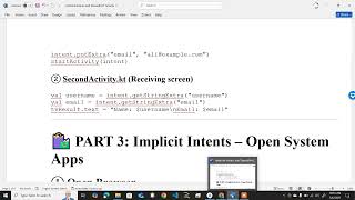 Impllicit and Explicit Intents, Practical example