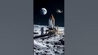 Astronauts Walking Around a Space Shuttle on the Moon – Stunning Footage
