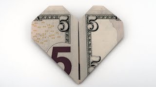 How To Make A Dollar Origami Heart With A 5$ Bill
