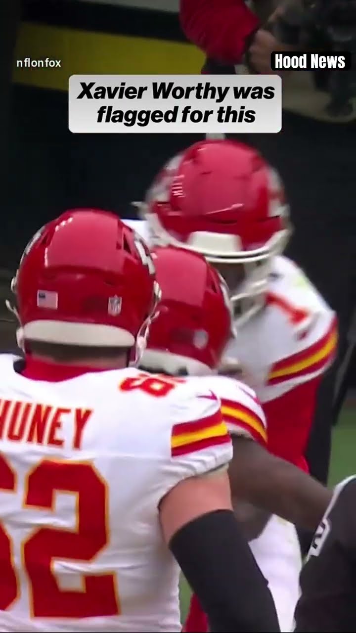 Xavier Worthy was flagged for this #hoodnews #xavierworthy #chiefs #celebration #flag #football #omg