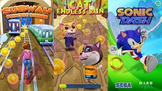 Subway Princess Runner vs Cat Endless Run vs Sonic Dash Gameplay screenshot 2