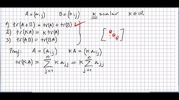 Linear Algebra 70, Matrix Trace, Properties and proofs
