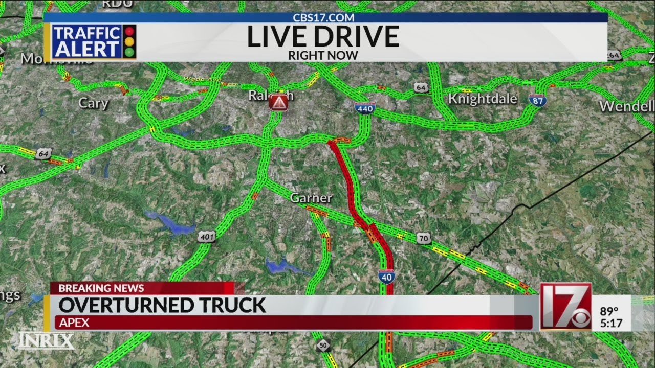 Overturned truck in Apex causing traffic delays - YouTube