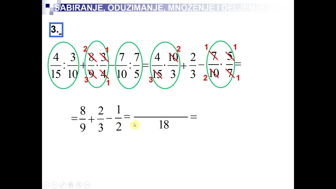 PETI 112 Sabiranje, oduzimanje, množenje i deljenje razlomaka