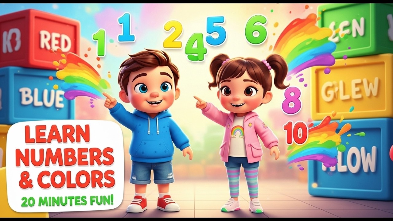Learn Numbers 1–10 and Colors | 20 Minute Preschool Learning Songs for Toddlers