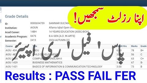 AIOU Results Pass or Fail Autumn 2024 | AIOU Results 2025 Update | Pass Fail Fer | The AIOU 