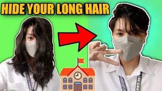 How To Hide Your Long Hair For School🏫.. Long Undercut Hair.