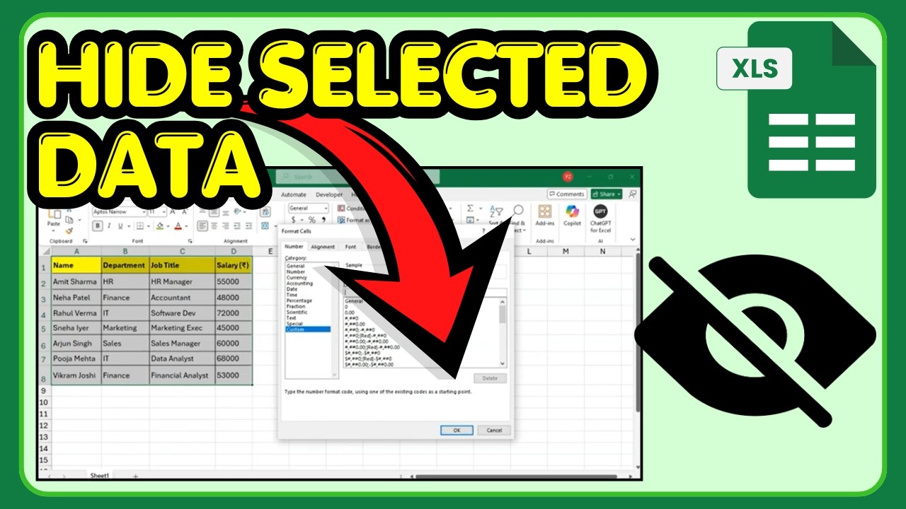 How To Hide Selected Data In Excel Without Deleting - YouTube