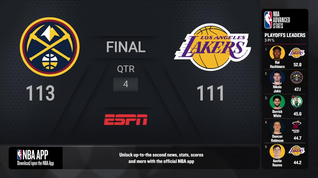 Nuggets Lakers Game 4 Conference Finals Live Scoreboard #NBAPlayoffs Presented by Google Pixel