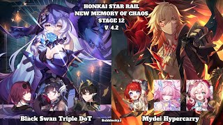 NEW Memory of Chaos 12 | E0S1 Black Swan Triple DoT &amp; E0S1 Mydei Hypercarry | Honkai Star Rail 4.2