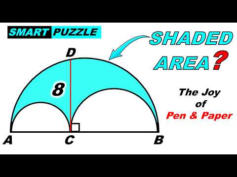 Only 8 Is Given..! Can You Find the Shaded Area? | Geometry Puzzle