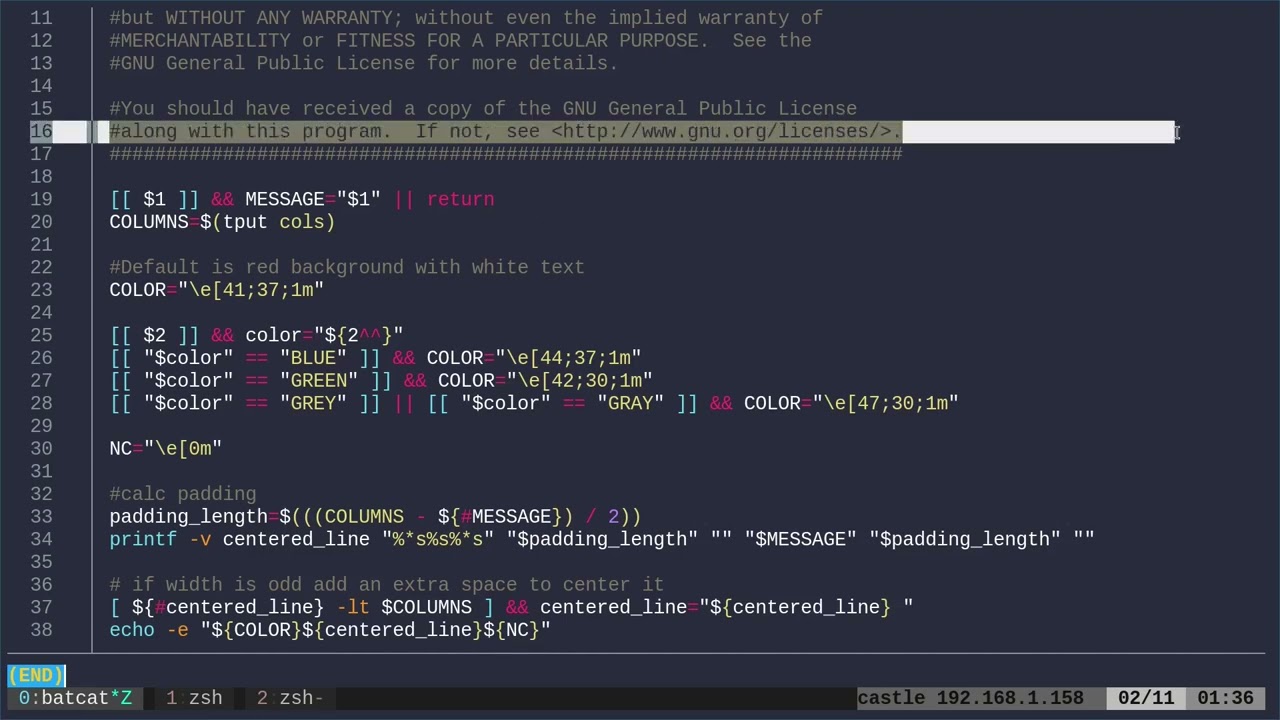 Полный заголовок строки в оболочке