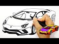 How to draw a sports car Lamborghini for kids Coloring pages Learn Colors drawing | Tim Tim TV