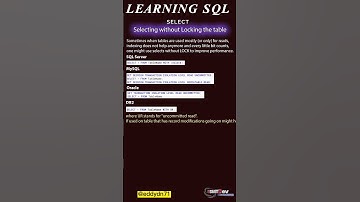 Learning SQL #11 - Selecting without Locking the table