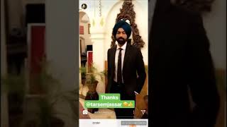 At Shoot NEW Song 'Turbannator'Tarsem jassar admiring Oshin brar's Shooting Dress