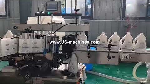 Automatic laundry liquid bucket 2 nozzles tracking filling capping labeling machine