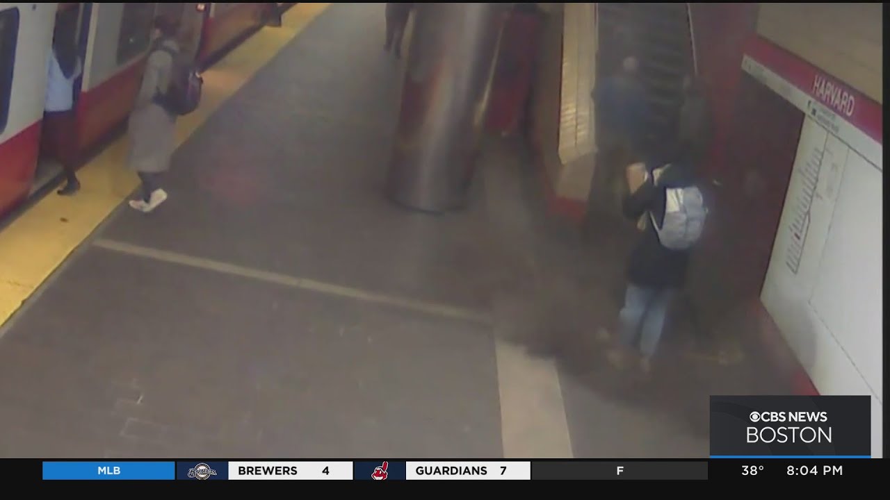 Ceiling tile falls near woman at MBTA station - YouTube