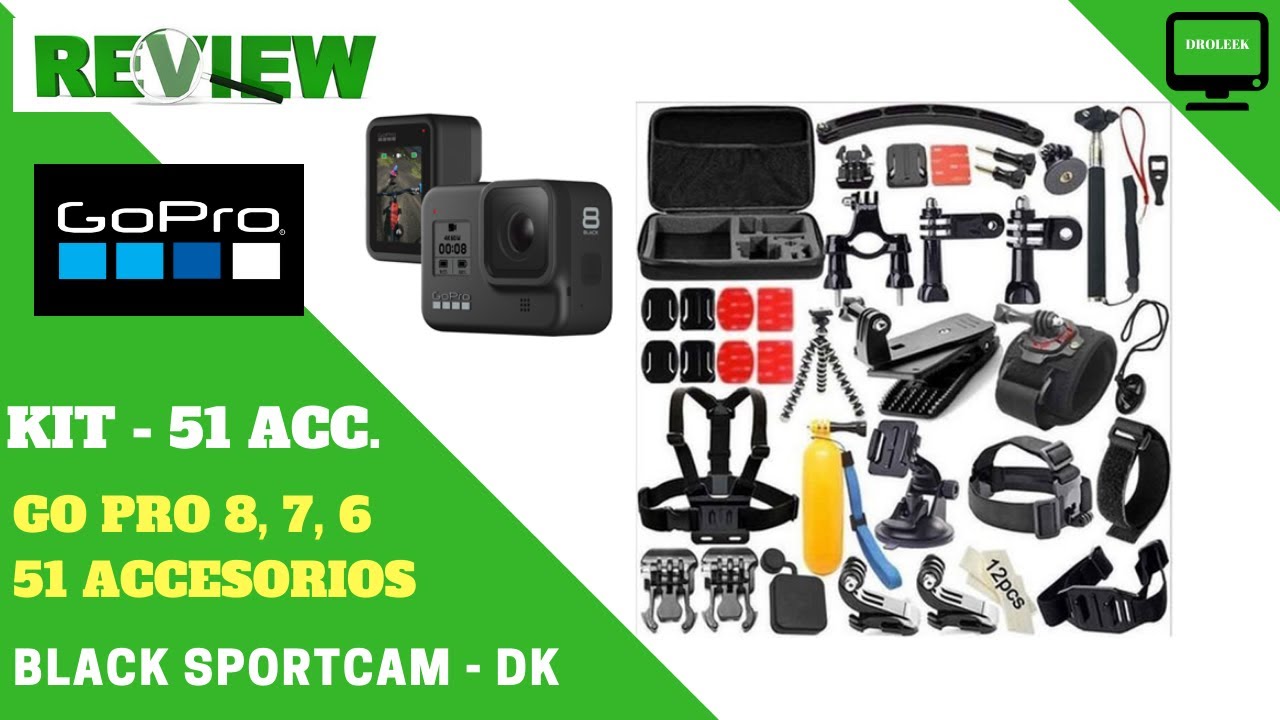 KIT 51 ACCESORIOS CAMARA GOPRO HERO 8 Y 7 COMPATIBLE CON (3 4 5 6 ) BLACK SPORTCAM – DROLEEK REVIEW