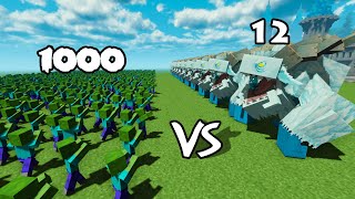 1000 Zombies Vs 12 Frostmaw | Minecraft |