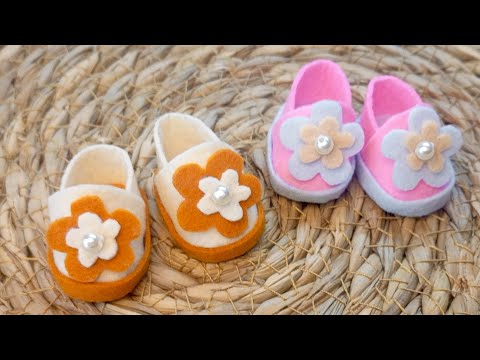 Как сделать оригинальные туфли для куклы , Кукольная обувь , Слипоны из фетра , Фетровая обувь кукле