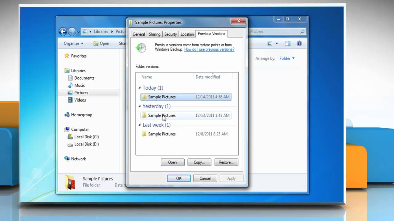 restore lost files windows 7