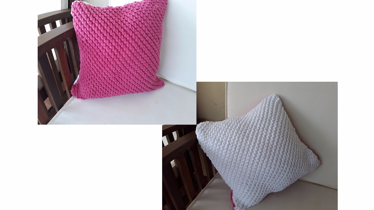 COJÍN A DOS COLORES EN TELAR RECTANGULAR DE 60 CM (DIY)