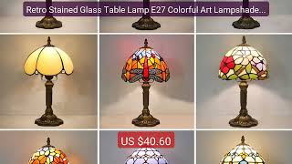 Retro Stained Glass Table Lamp E27 Colorful Art Lampshade Mediterr... — Best Deal 2026 | Shop Now!
