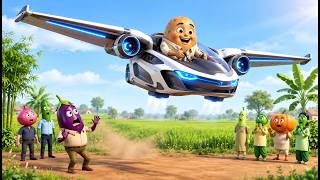 Poor Potato Built a Tesla-Like Flying Car! 😱✈️ | Everyone Was Shocked! #vegetables
