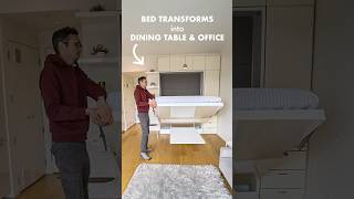 Cool Transforming Murphy Bed into Dining Table & Office #shorts #smallspaceliving  #smallhome