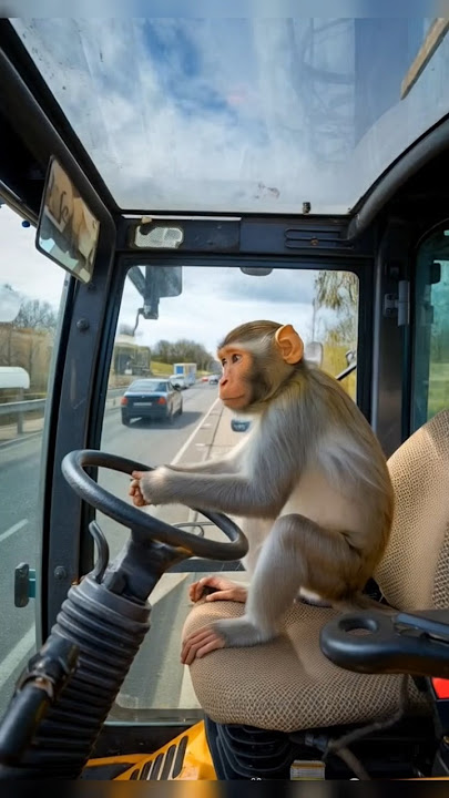 Monkey is riding jcb #jcb