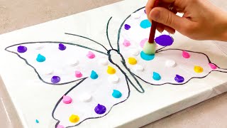 Як легко намалювати метелика, розтираючи фарбу поліетиленовою плівкою｜Простий урок малювання акрилом
