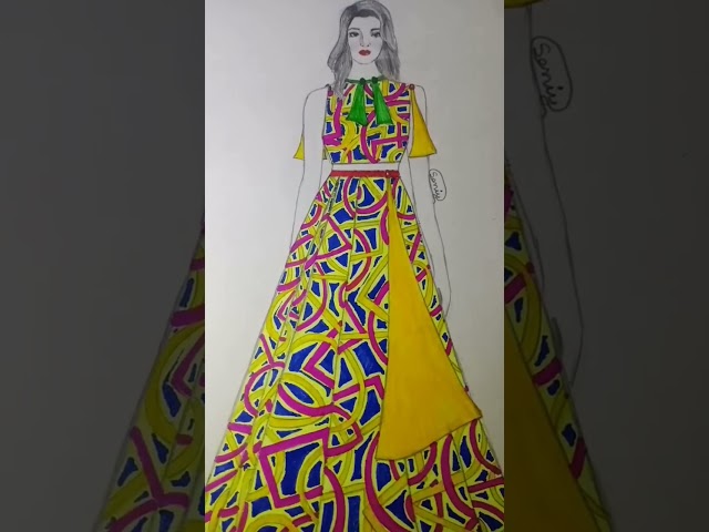 beautiful fashion dress #drawing #art #artist #fashionart #short #shortvideo #artwork #fashion #draw