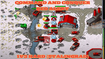 Command And Conquer Red Alert Skirmish Battle 1v3 Hard (Map: Stalingrad) RTS Gameplay PC 2025