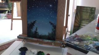 Acrylic Painting Lesson; Simple Night Sky