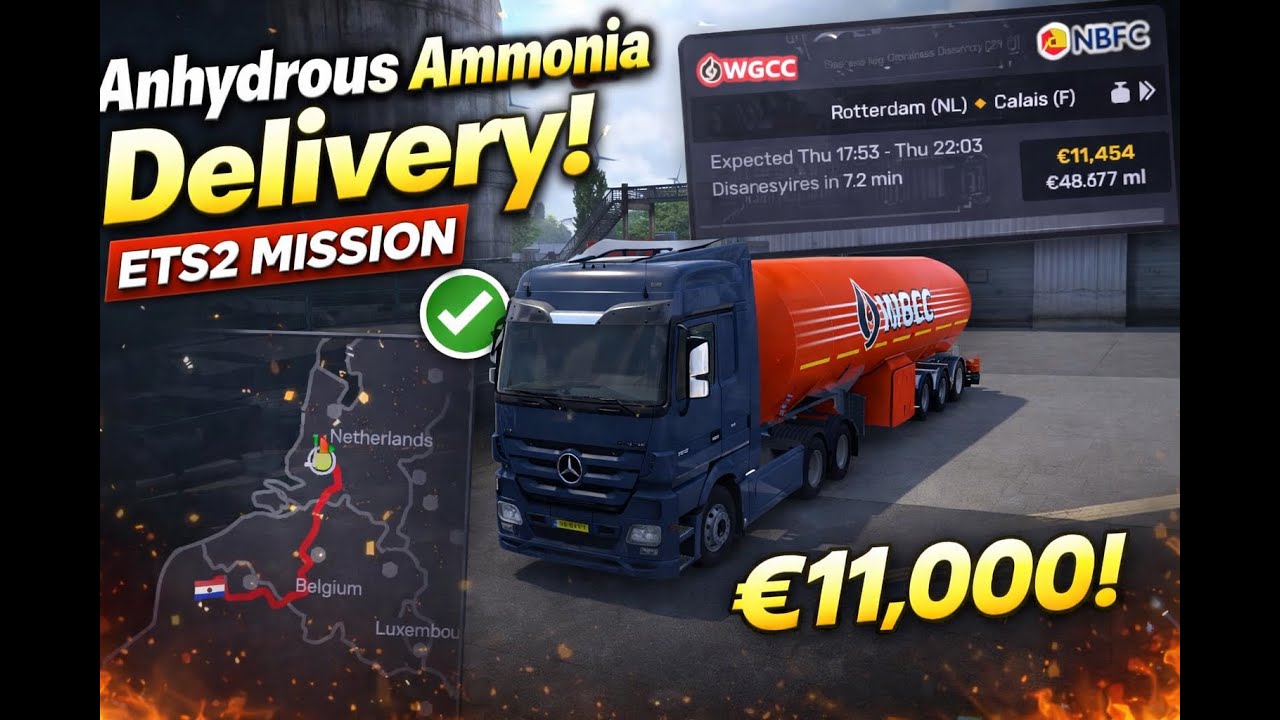 Dangerous Anhydrous Ammonia Delivery | ETS2 Mission | Rotterdam to Calais.