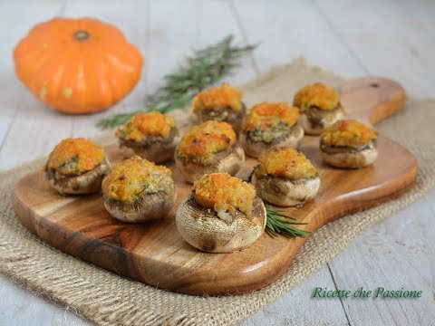 Funghi ripieni di zucca e gorgonzola - Ricette che Passione