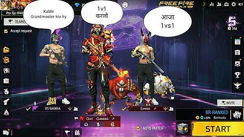 1 Random Grandmaster Player Call Me noob😠 i challenge them 1 v 1 custom room - Garena Free Fire