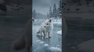 Can This Tiny Arctic Fox Cross a Frozen River? 🦊❄️ | Nature Sounds #shorts