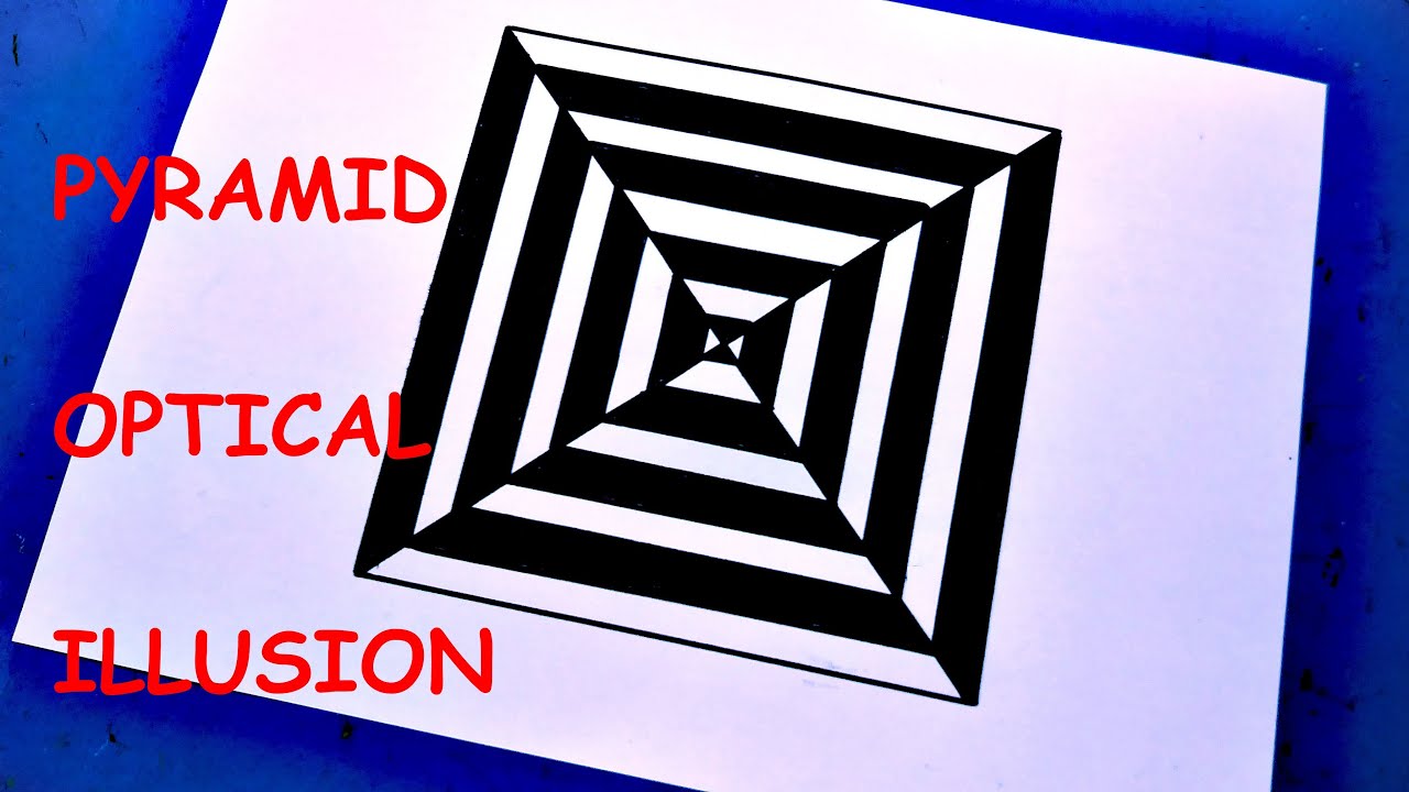 How To Draw Geometric 3D Pyramid Optical Illusion Art | 3D Trick Art ...