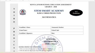 GRADE 9 MATHEMATICS THIRD PREDICTION 2026 | FULL PAPER KJSEA REVISION | STEM SMART ACADEMY