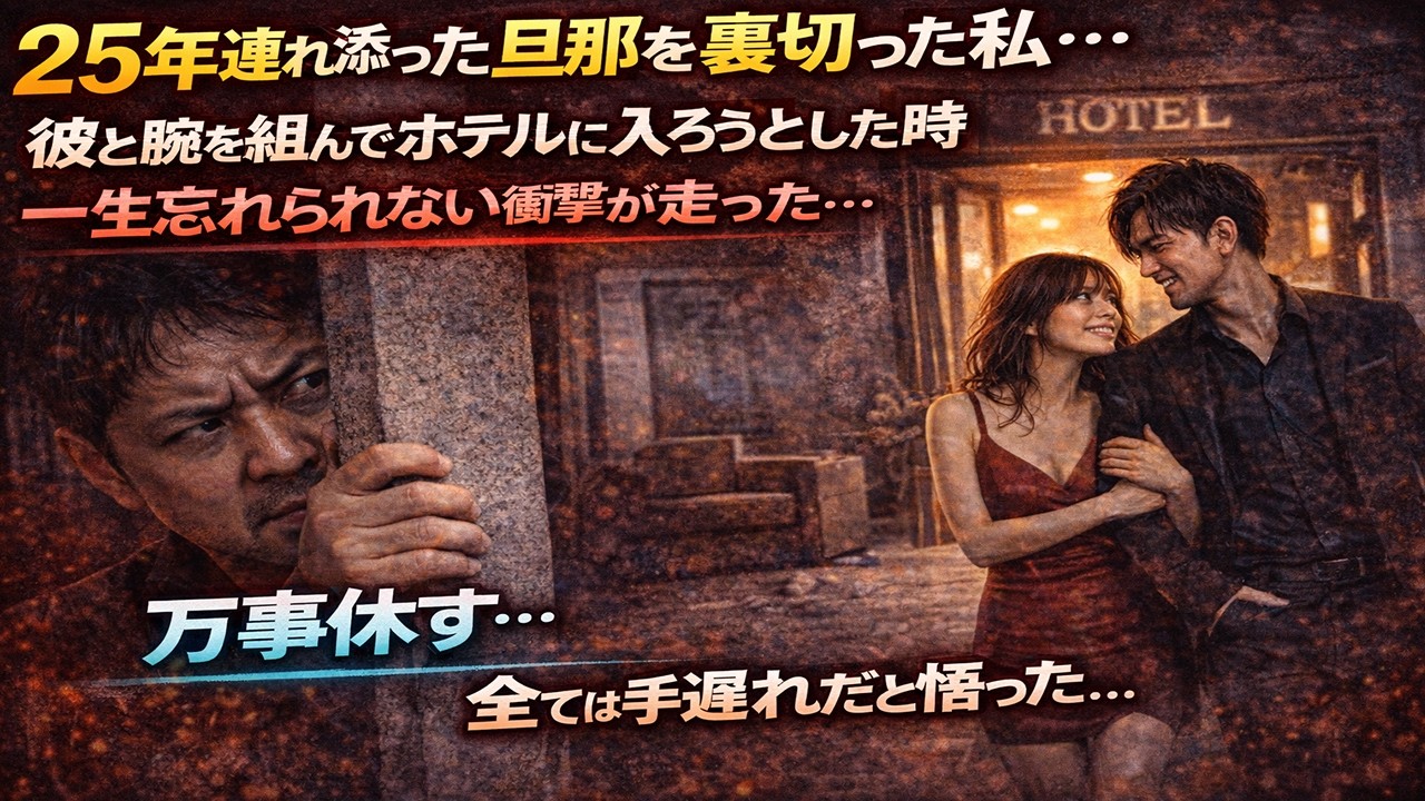 25年連れ添った旦那を裏切った私…彼と腕を組んでホテルに入ろうとした時一生忘れられない衝撃が走った…万事休す…全ては手遅れだと悟った…