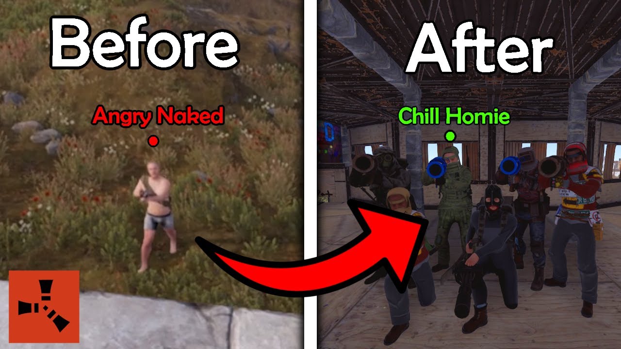 Turning an angry naked into a chill homie in RUST - YouTube