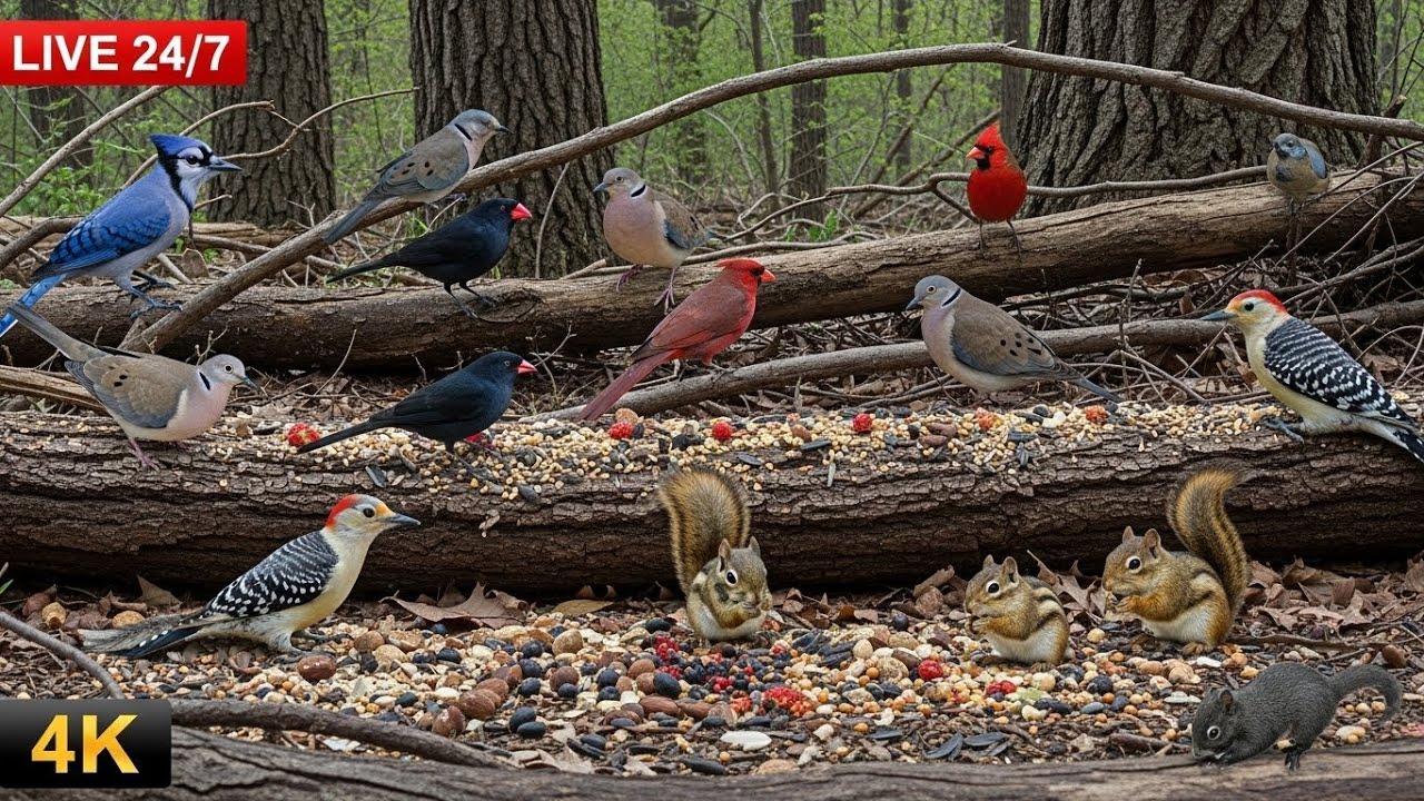 🔴Bird Feeder Cam 24/7 | Blue Jays & Cardinals | Come Watch
