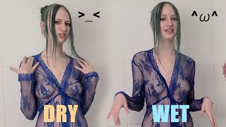 Let's check how nighty robes look when they're wet! | Robes try on