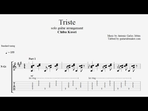 A C Jobim - Triste TAB - fingerstyle guitar tab (PDF + Guitar Pro)